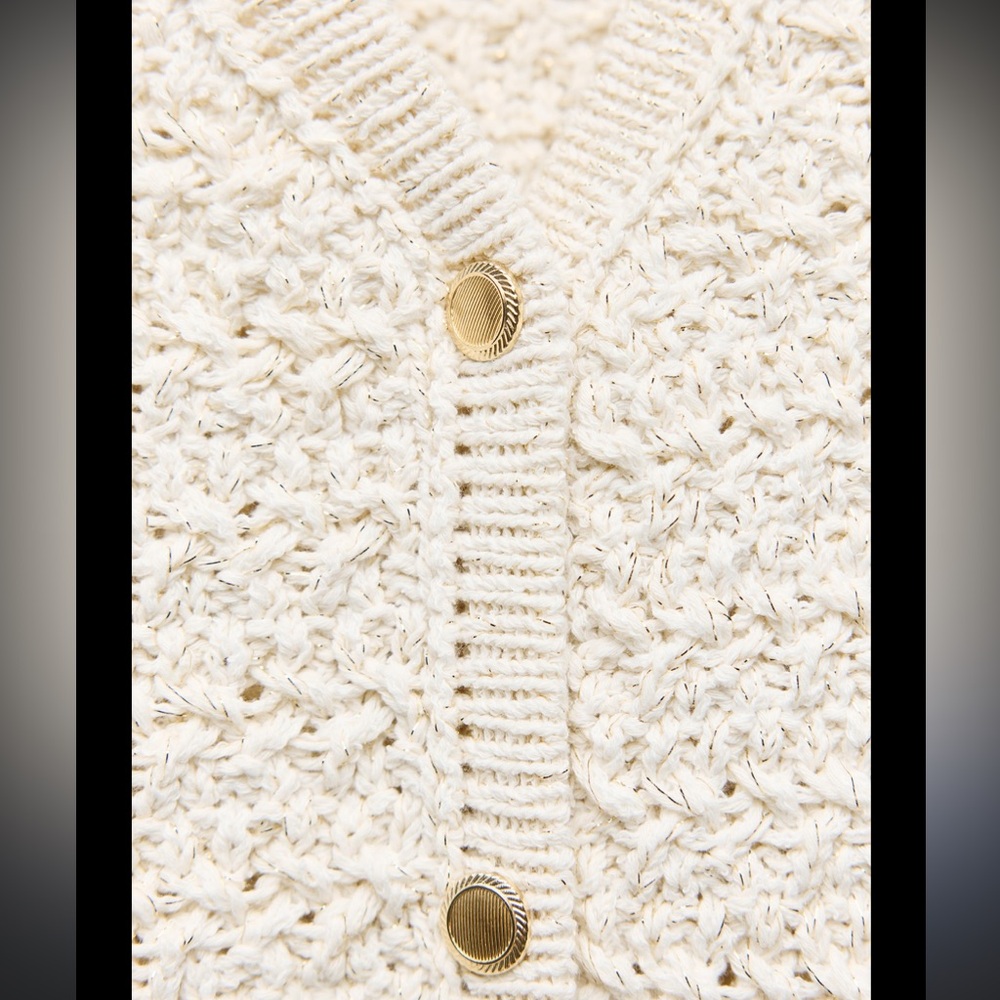 NWT Zara cropped cardigan with metallic thread , medium - Picture 3 of 9